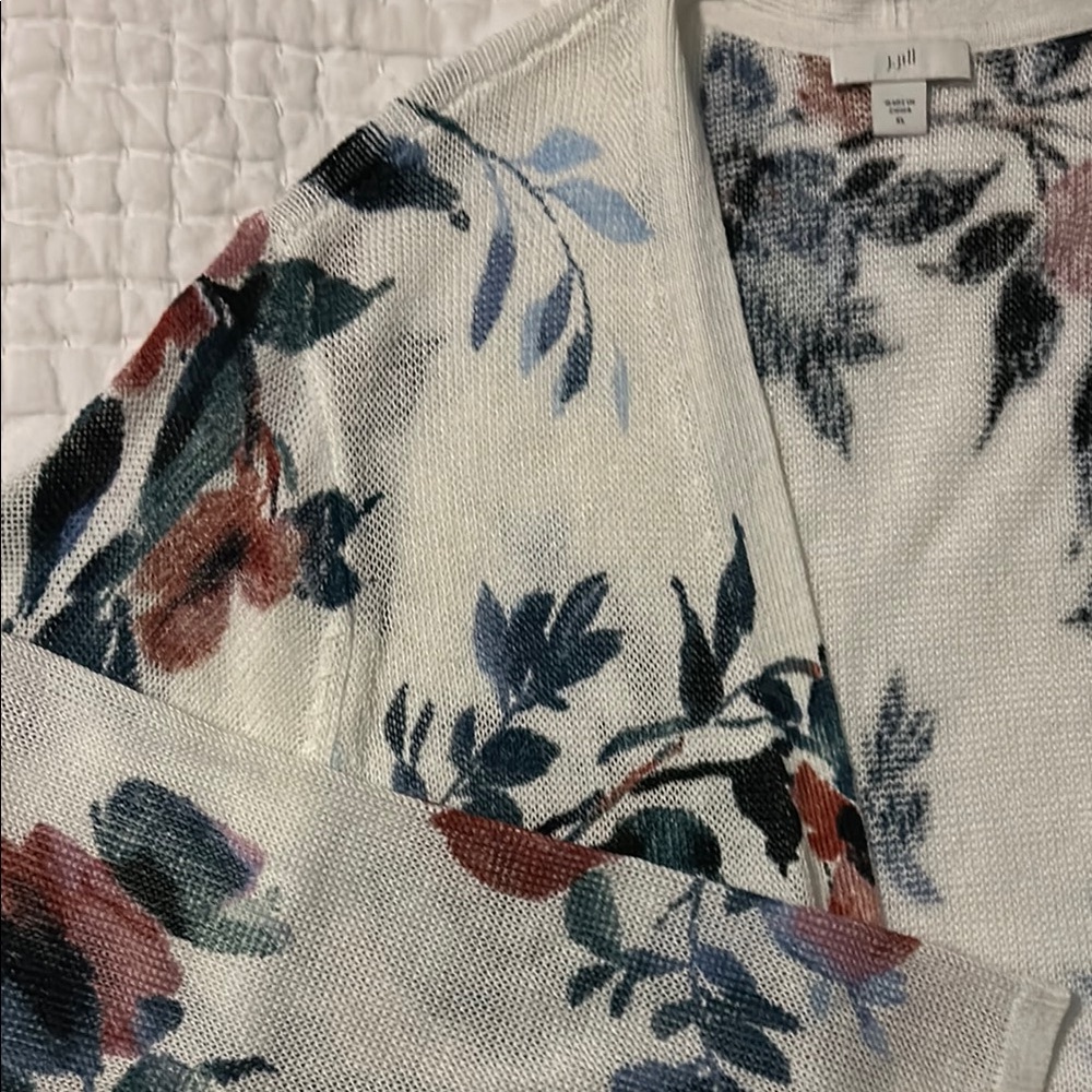 J. Jill Multicolor Linen Floral Kimono Cardigan - Picture 4 of 4